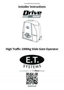 DRIVE 1000 slide gate operator (Installer Instructions)