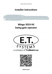 ET Wingo swing gate operator (Installer Instructions)