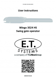 ET Wingo swing gate operator (User Instructions)